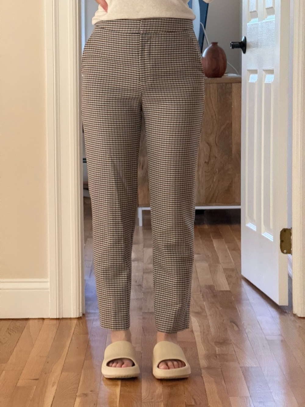 H&M Cropped Houndstooth Ankle Pants - Brown & Black